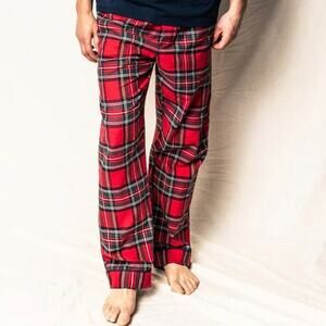 Petite Plum Pajama Pants Men's Large Cotton Red Plaid Holiday Christmas